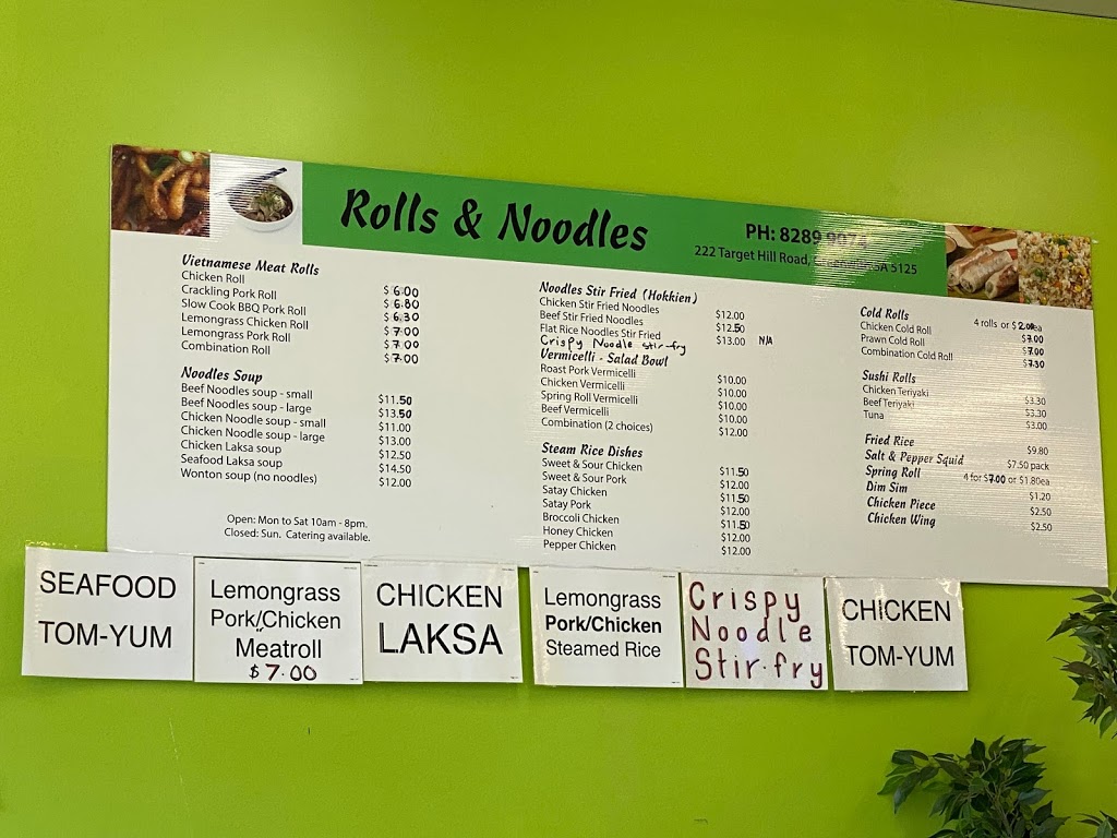 Rolls & Noodles | 222 Target Hill Rd, Greenwith SA 5125, Australia | Phone: (08) 8289 9074