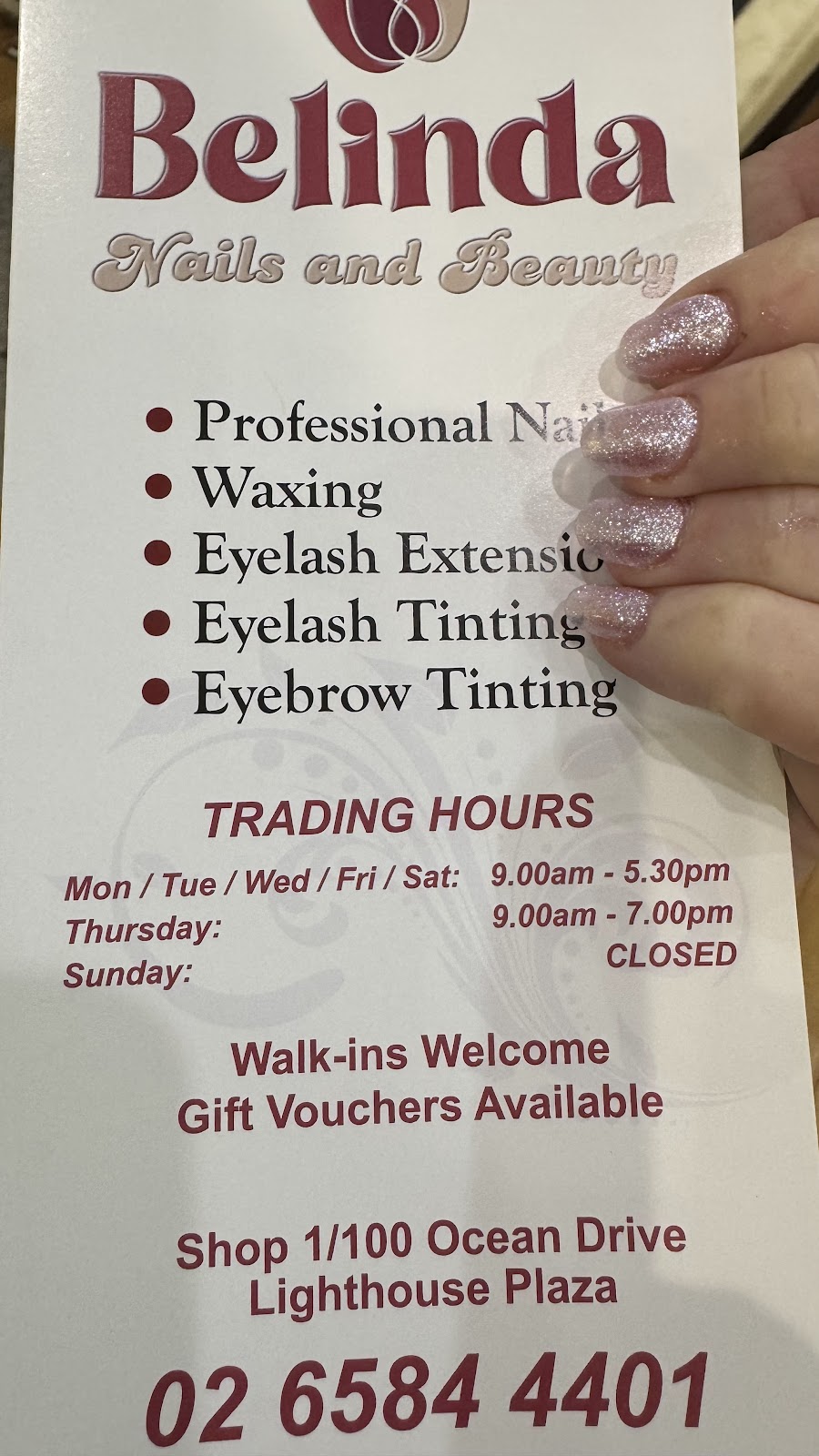 Belinda nails and beauty | Lighthouse Plaza, Shop-1/100 Ocean Dr, Port Macquarie NSW 2444, Australia | Phone: (02) 6584 4401