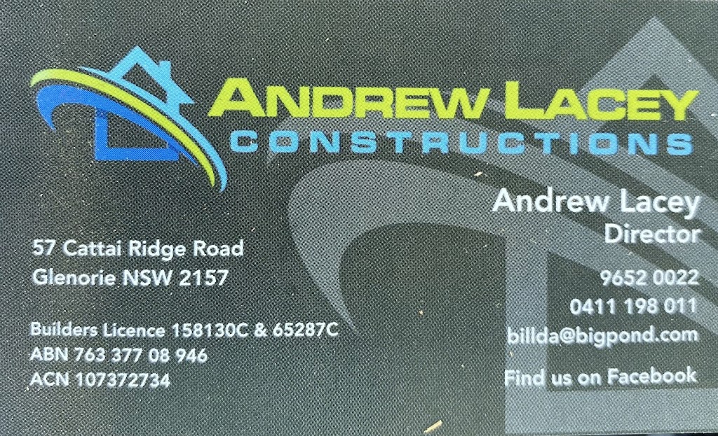 Andrew Lacey Constructions | 57 Cattai Ridge Rd, Glenorie NSW 2157, Australia | Phone: 0411 198 011