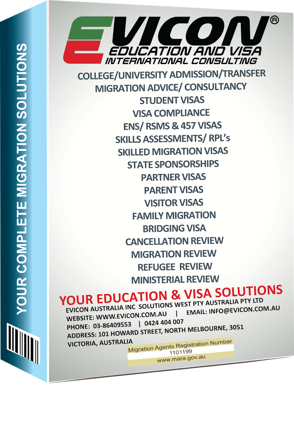 Education and Visa International Consulting (EVICON Australia) H | lawyer | 103 Howard St, North Melbourne VIC 3051, Australia | 0386409553 OR +61 3 8640 9553