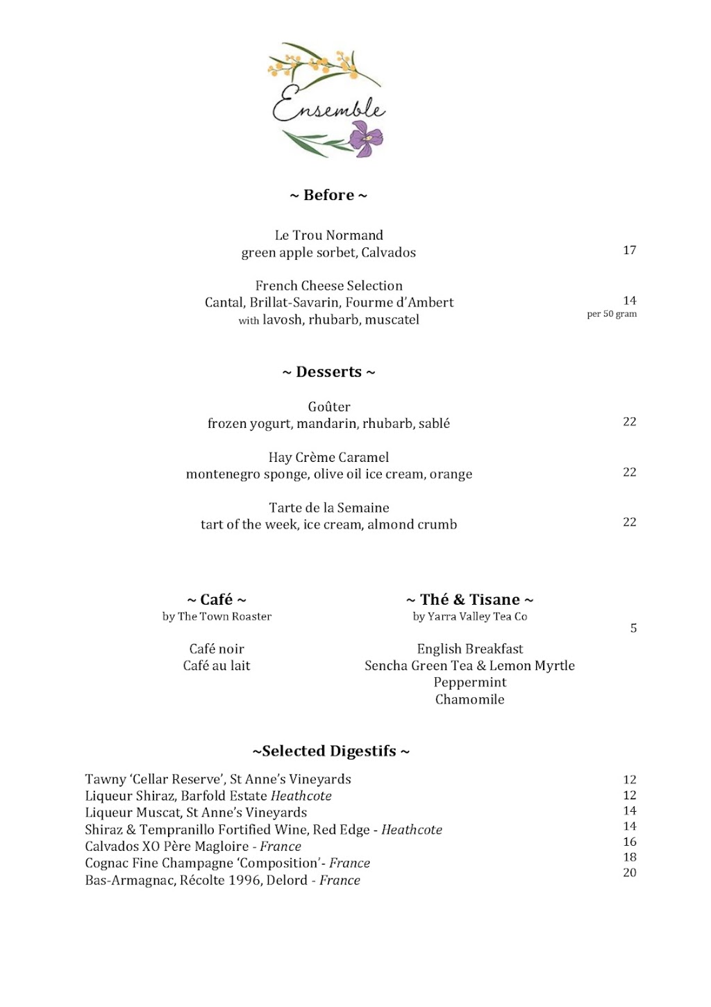 Restaurant Ensemble | 2/22 High St, Trentham VIC 3458, Australia | Phone: 0493 446 261