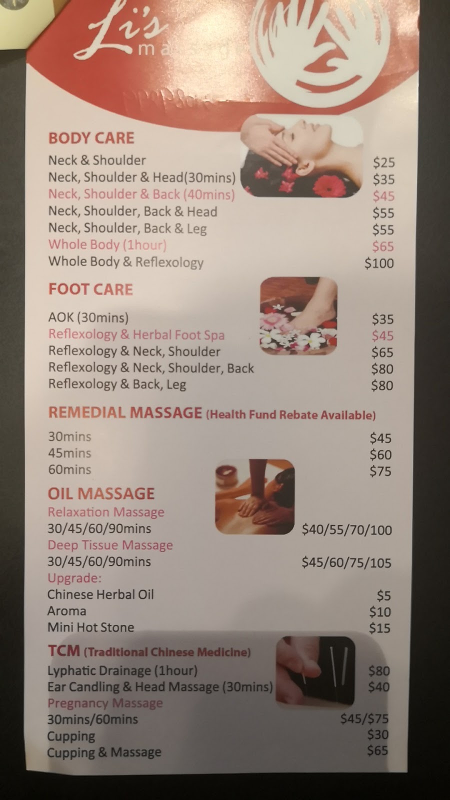 Li’s Massage | Next to optus, 217 Beams Rd, Taigum QLD 4108, Australia | Phone: (07) 3108 9899