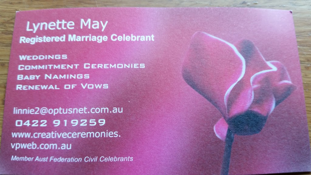 Lynette MAY Marriage Celebrant Perth Hills |  | 1815 Railway Terrace, Sawyers Valley WA 6074, Australia | 0422919259 OR +61 422 919 259