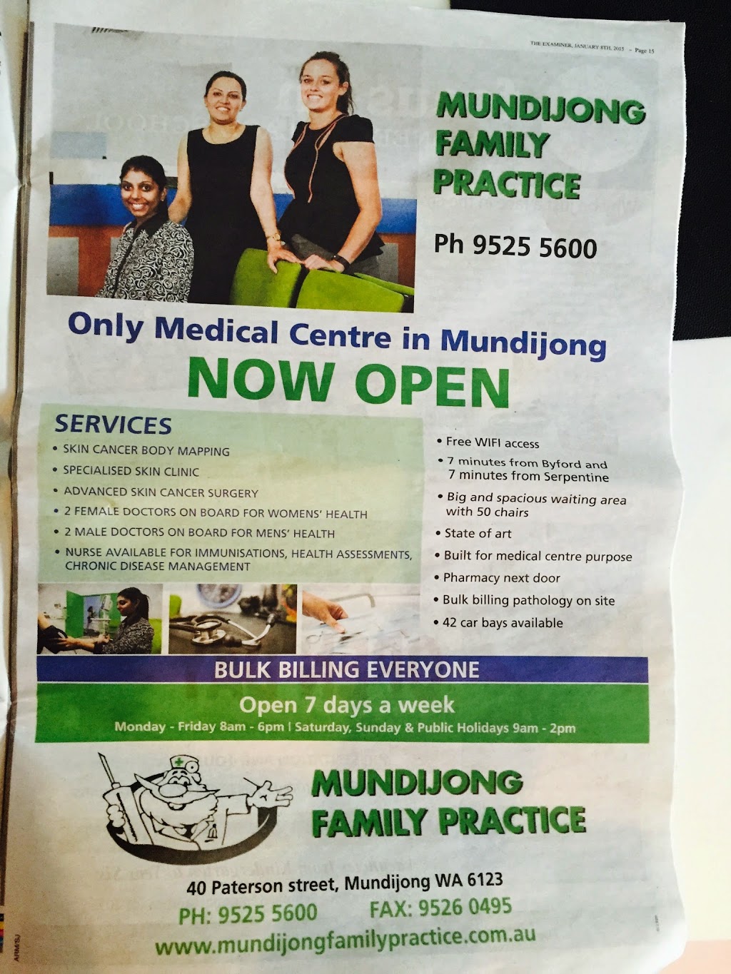 Mundijong Family Practice | doctor | 40 Paterson St, Mundijong WA 6123, Australia | 0895255600 OR +61 8 9525 5600
