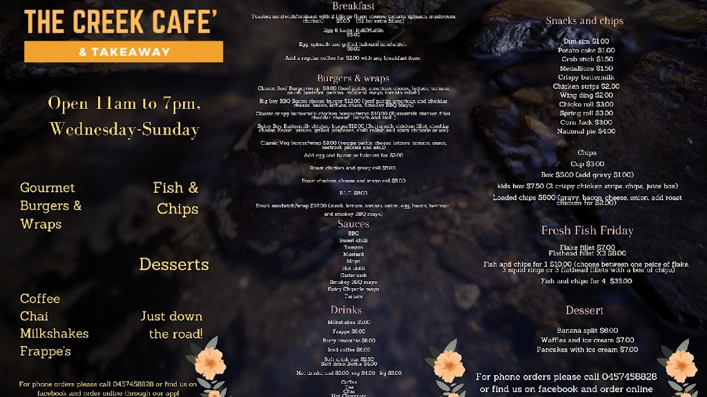 The Creek Cafe and takeaway | Garden Island Creek Rd, Garden Island Creek TAS 7112, Australia | Phone: 0457 458 828