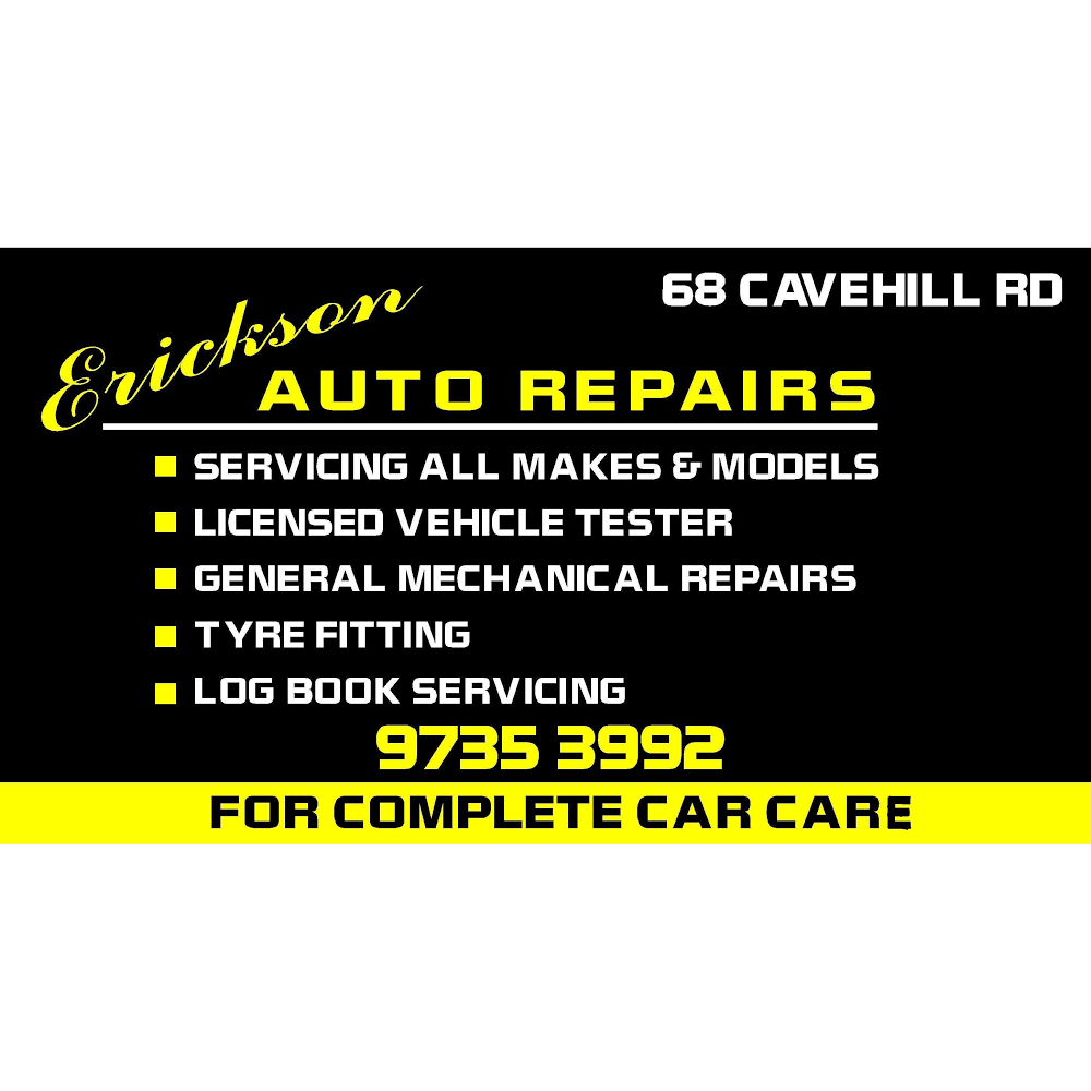 Erickson Auto Repairs | car repair | 68 Cave Hill Rd, Lilydale VIC 3140, Australia | 0397353992 OR +61 3 9735 3992
