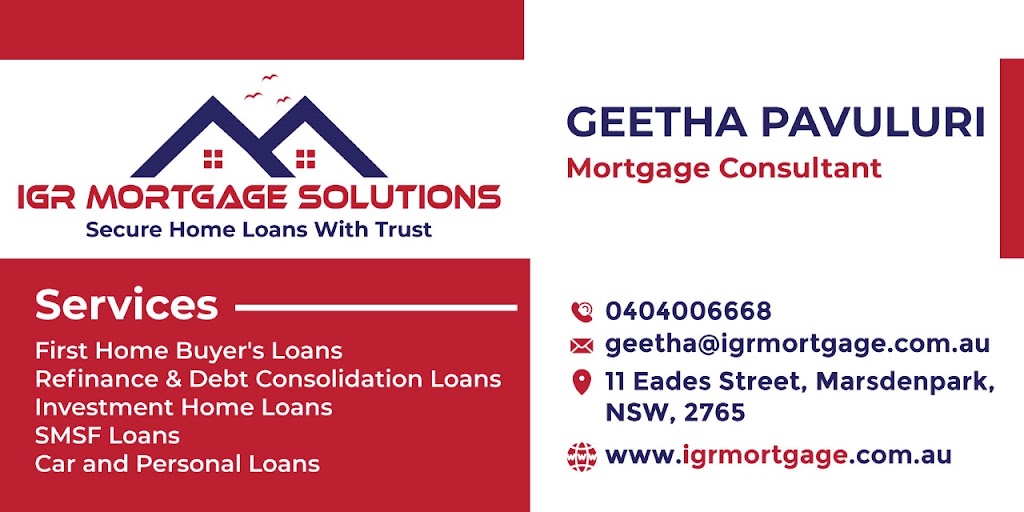 IGR Mortgage Solutions Pty Ltd | 11 Eades St, Marsden Park NSW 2765, Australia | Phone: 0470 523 813