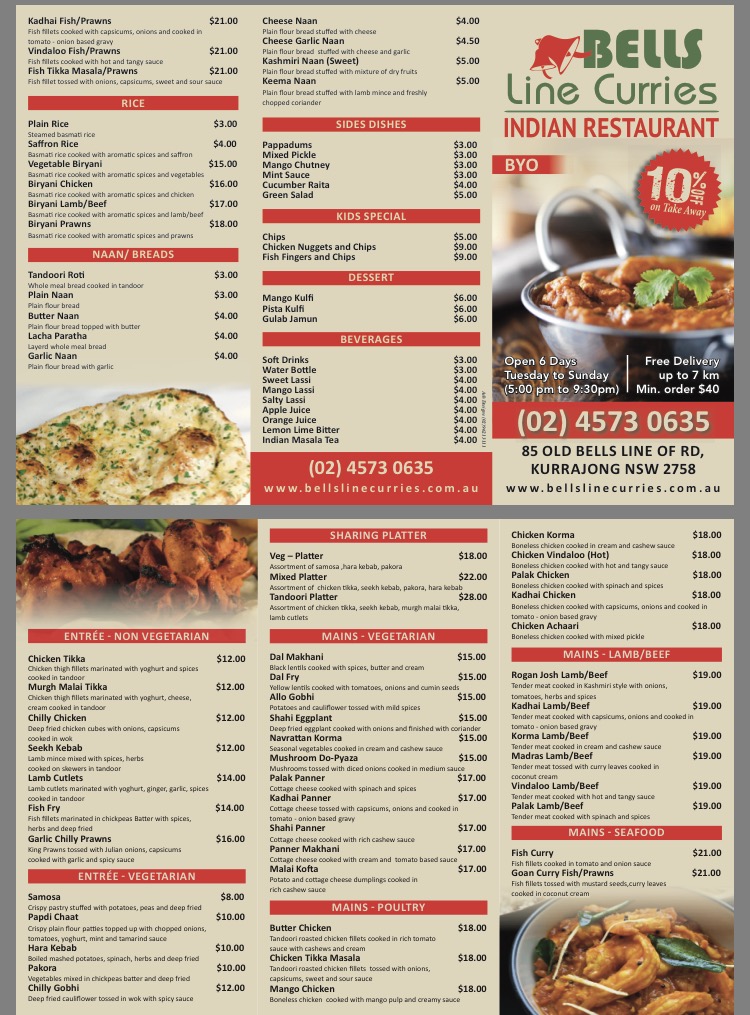 Bells line curries | restaurant | 85 Old Bells Line of Rd, Kurrajong NSW 2758, Australia | 0245730635 OR +61 2 4573 0635