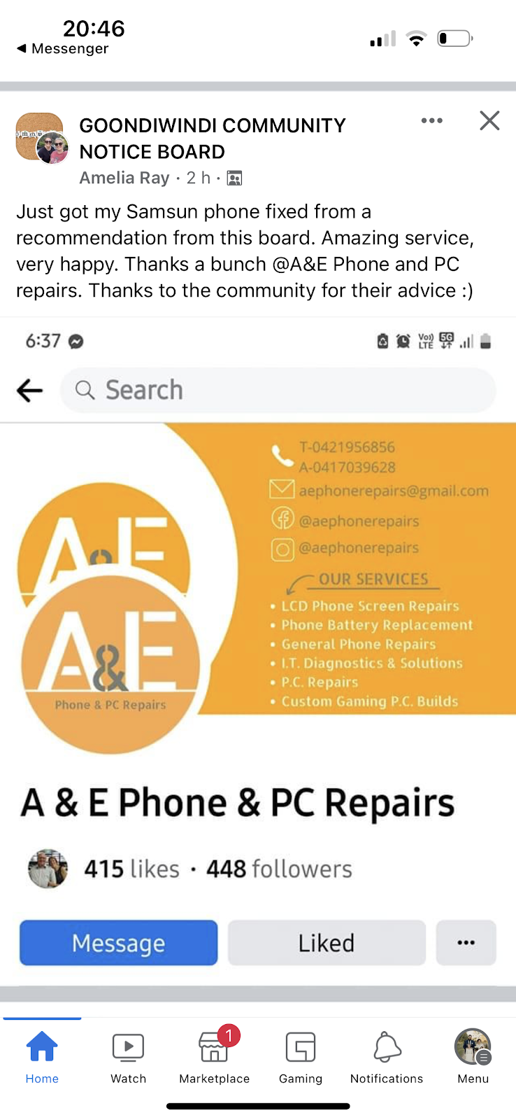 A & E Phone and PC Repairs | 28 Marshall St, Goondiwindi QLD 4390, Australia | Phone: 0417 039 628