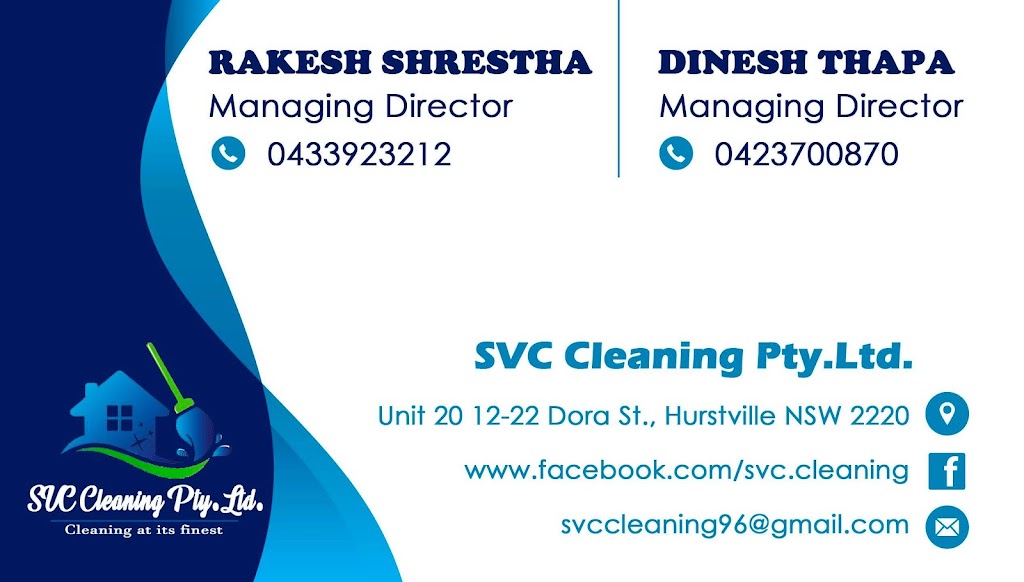 SVC Cleaning Pty Ltd | 20/12-22 Dora St, Hurstville NSW 2220, Australia | Phone: 0433 923 212