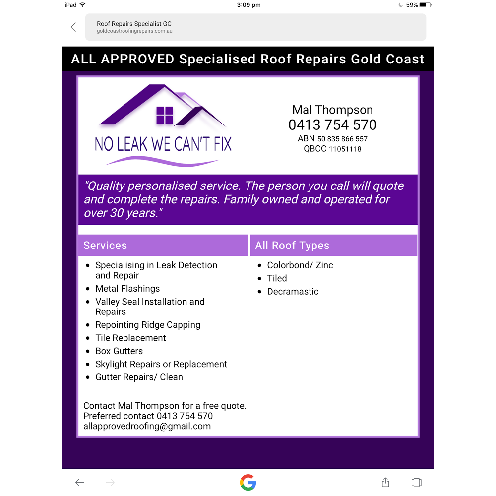 All Approved Roof Repair Specialist | roofing contractor | 2109 Beechmont Rd, Beechmont QLD 4211, Australia | 0413754570 OR +61 413 754 570