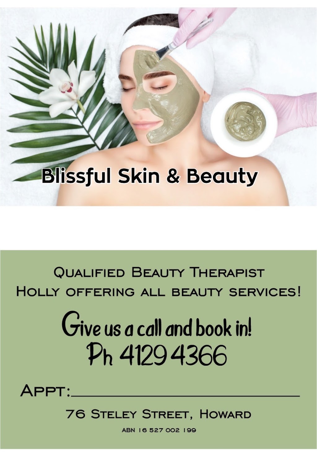 Blissful Skin and Beauty | beauty salon | 76 Steley St, Howard QLD 4659, Australia | 0741294366 OR +61 7 4129 4366