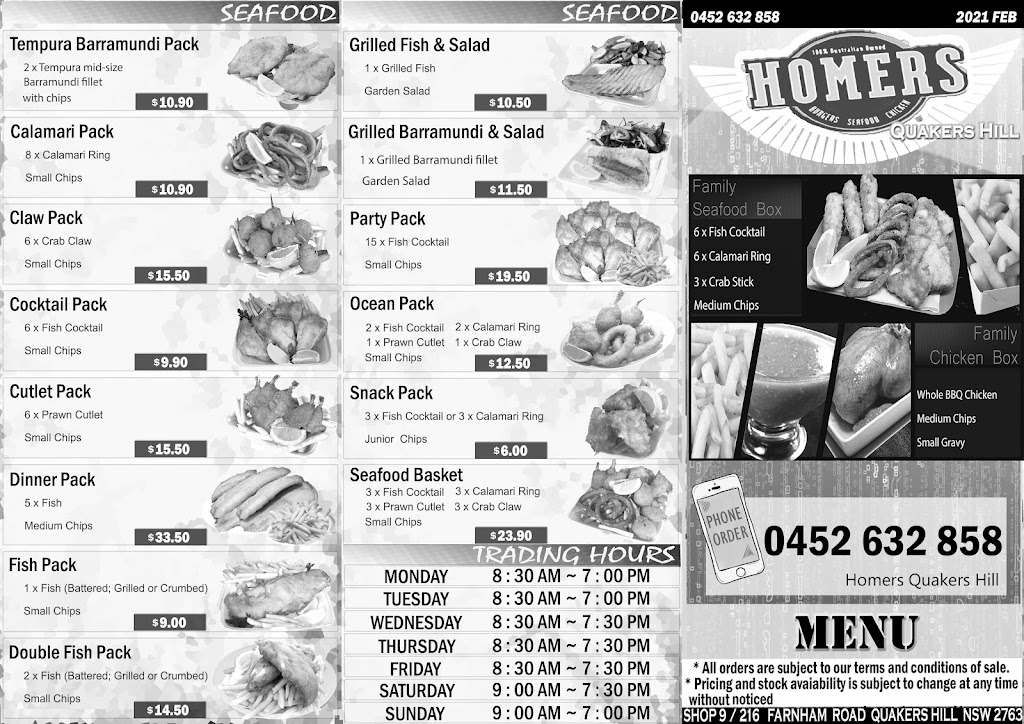 Homers Quakers Hill | meal takeaway | 216 Farnham Rd, Quakers Hill NSW 2763, Australia | 0452632858 OR +61 452 632 858