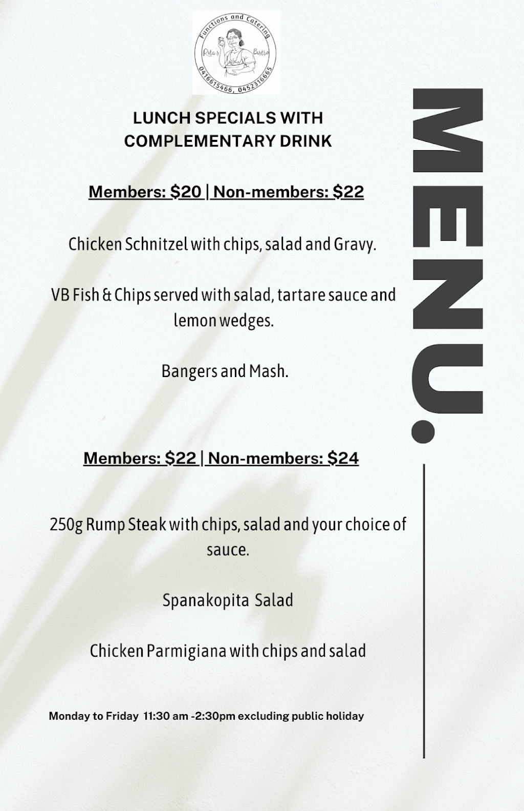 Ritas bistro singleton | 51 Boundary St, Singleton NSW 2330, Australia | Phone: (02) 6572 1633