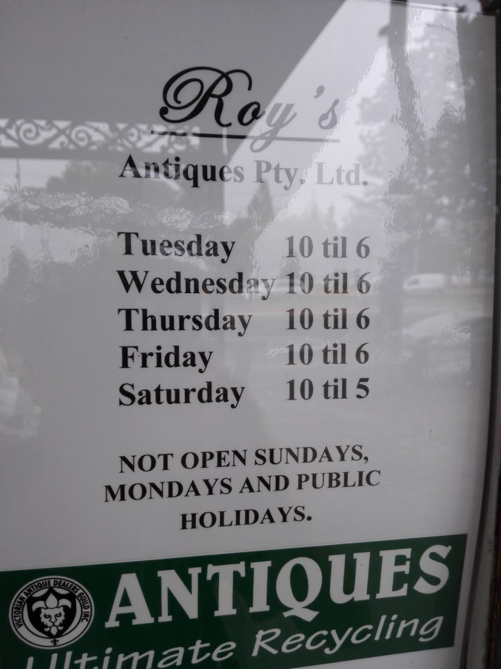 Roys Antiques | 410 Queens Parade, Clifton Hill VIC 3068, Australia | Phone: (03) 9489 8467