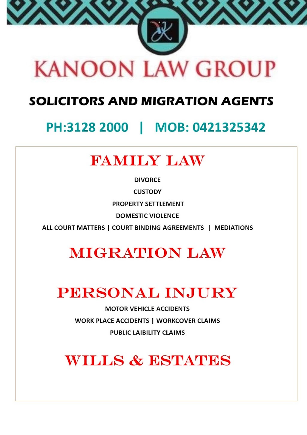 Kanoon Law Group - Solicitors and Migration Agents | lawyer | 4/1420 Logan Rd, Mount Gravatt QLD 4122, Australia | 0731282000 OR +61 7 3128 2000