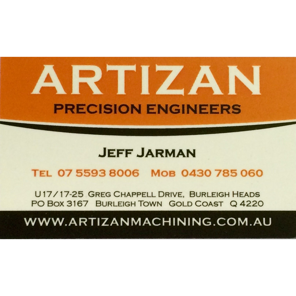 Artizan Machining Pty Ltd. | 17/17-25 Greg Chappell Dr, Burleigh Heads QLD 4220, Australia | Phone: (07) 5593 8006