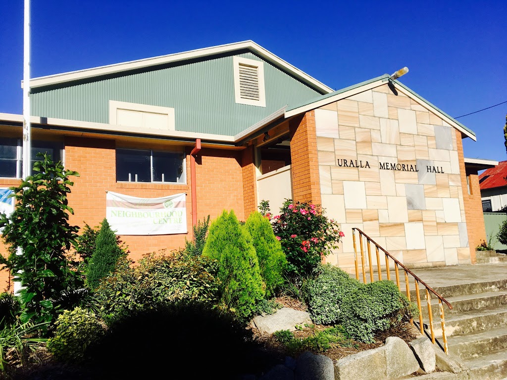 Uralla Neighbourhood Centre |  | RSL Memorial Hall, 27 Salisbury St, Uralla NSW 2358, Australia | 0267783277 OR +61 2 6778 3277