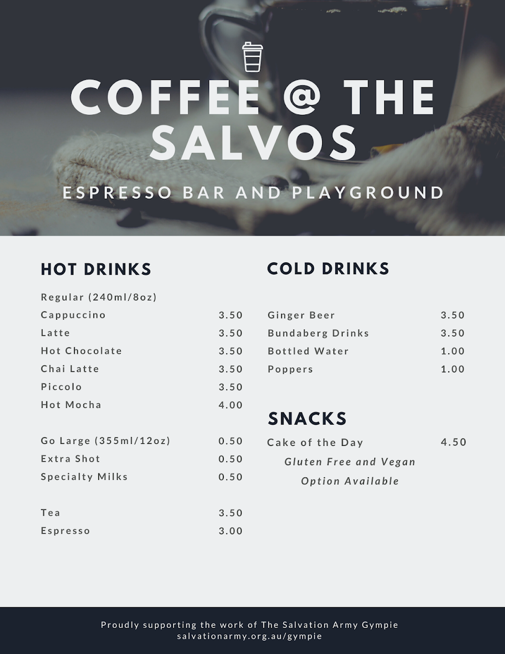 Coffee @ The Salvos | 42 Stumm Rd, Southside QLD 4570, Australia | Phone: (07) 5482 1710