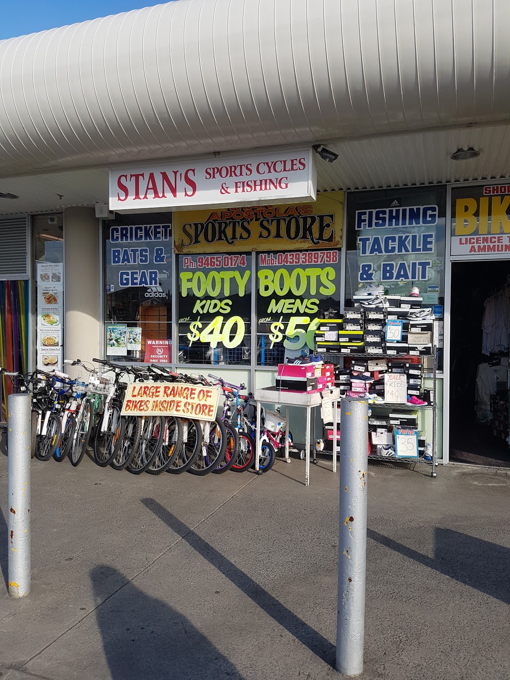 Stan Apostalas Sports Store | store | Shop 4, 18 McKimmies Rd Lalor Plaza Shopping Centre, Lalor VIC 3075, Australia | 0394650174 OR +61 3 9465 0174