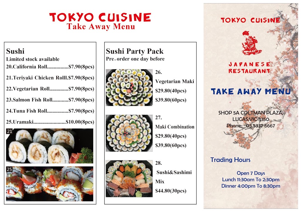 Tokyo Cuisine | Shop/5A Coltman Plaza, Lucas VIC 3350, Australia | Phone: (03) 5337 6667