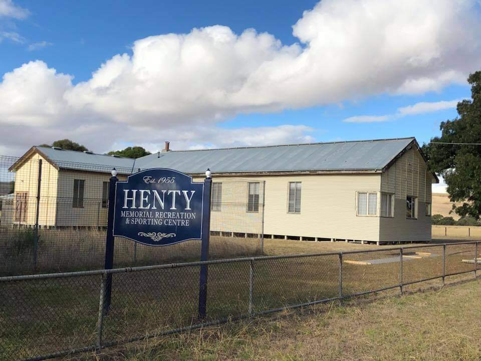 Henty Memorial Recreation and Sporting Centre Inc. | 3 Henty-Paschendale Rd, Henty VIC 3312, Australia | Phone: 0400 119 291