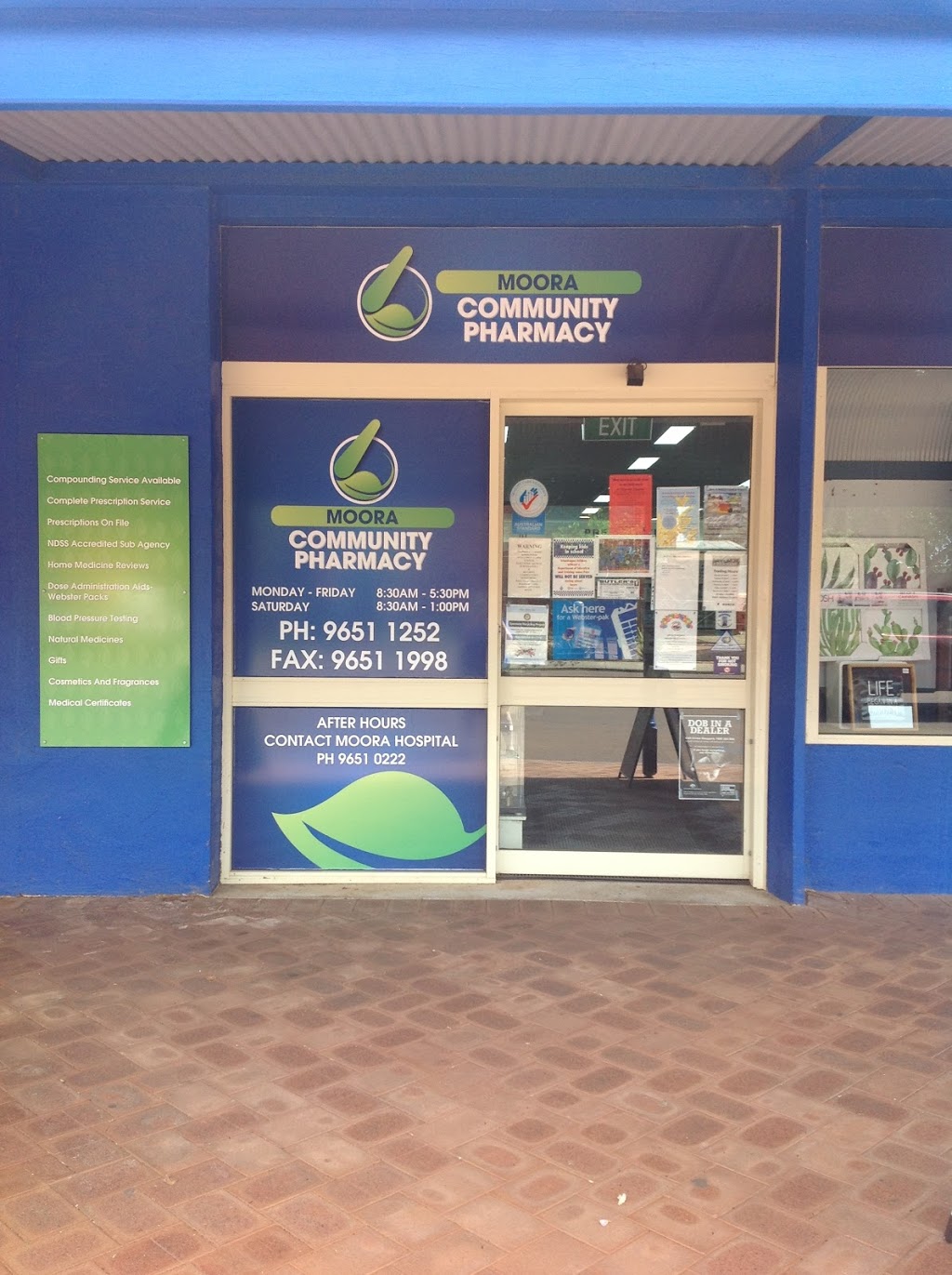 Moora Community Pharmacy | pharmacy | 7 Dandaragan St, Moora WA 6510, Australia | 0896511252 OR +61 8 9651 1252