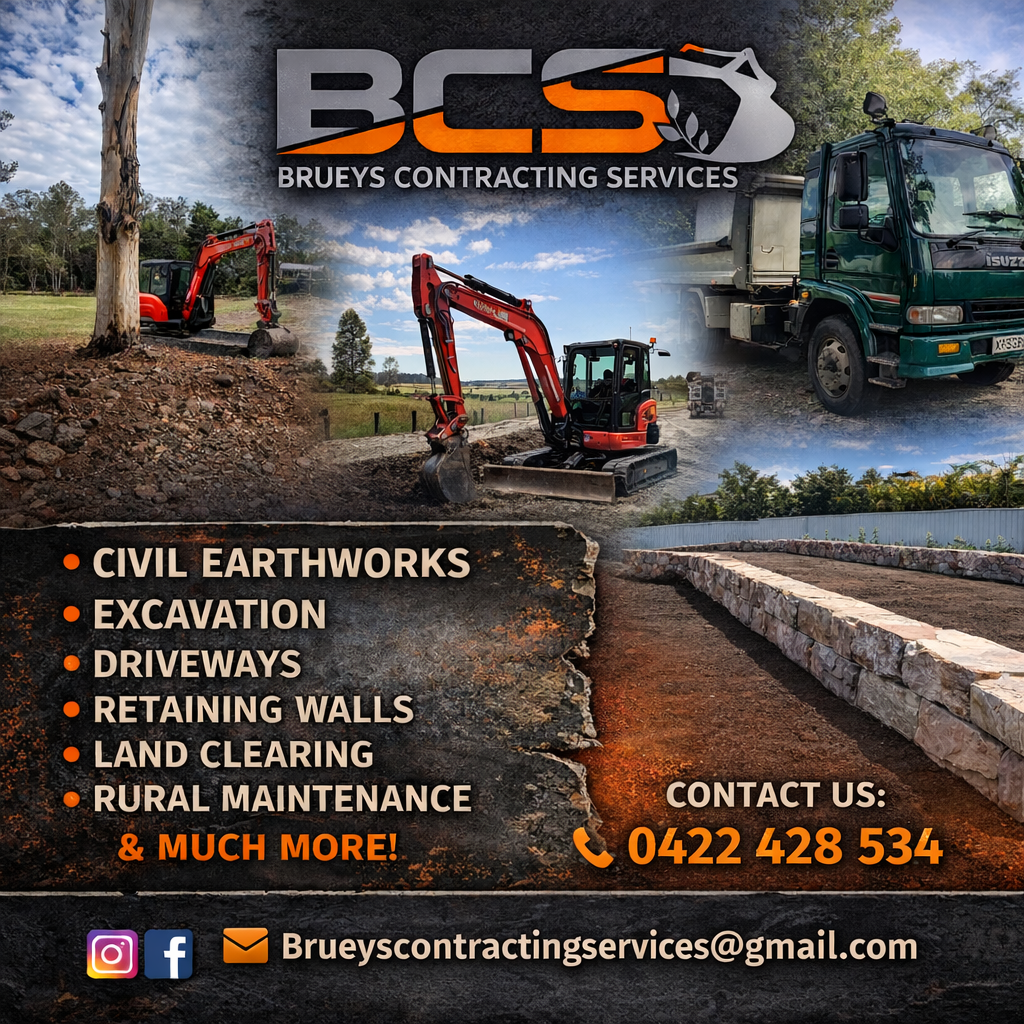 Brueys Contracting Services Pty Ltd | 53 Martinsville Rd, Cooranbong NSW 2265, Australia | Phone: 0422 428 534