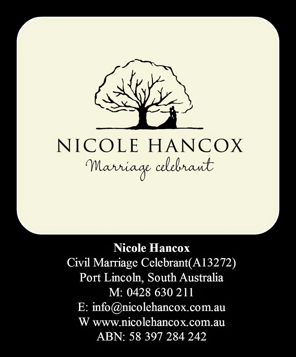Nicole Hancox Marriage Celebrant |  | Nootina Rd, Port Lincoln SA 5606, Australia | 0428630211 OR +61 428 630 211