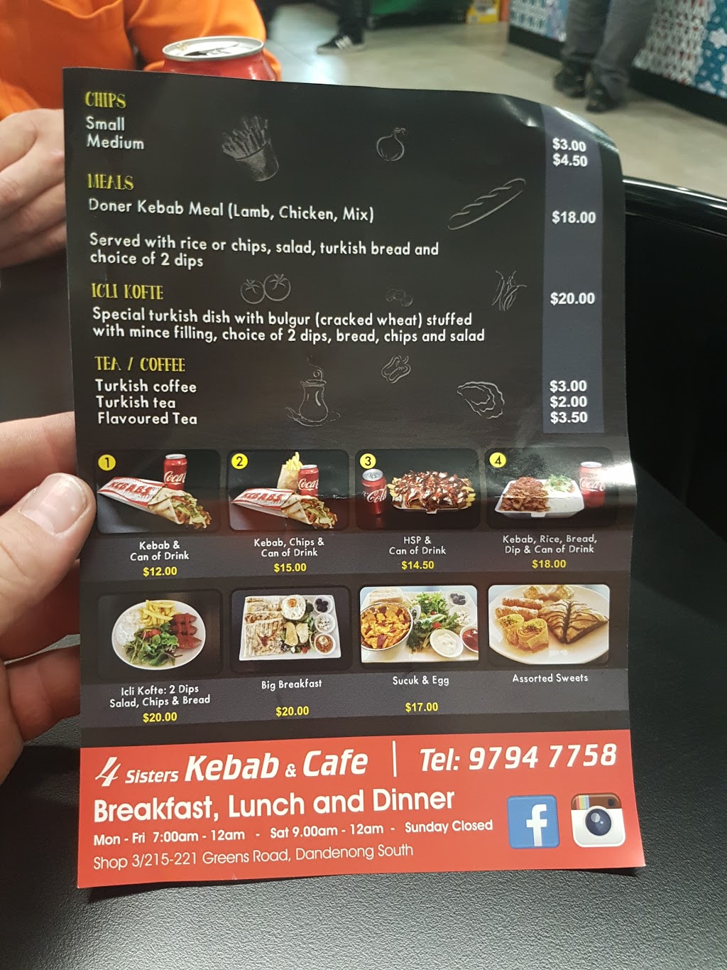 4 Sisters Kebab & Cafe | restaurant | 3/215/221 Greens Rd, Dandenong South VIC 3175, Australia | 0397947758 OR +61 3 9794 7758