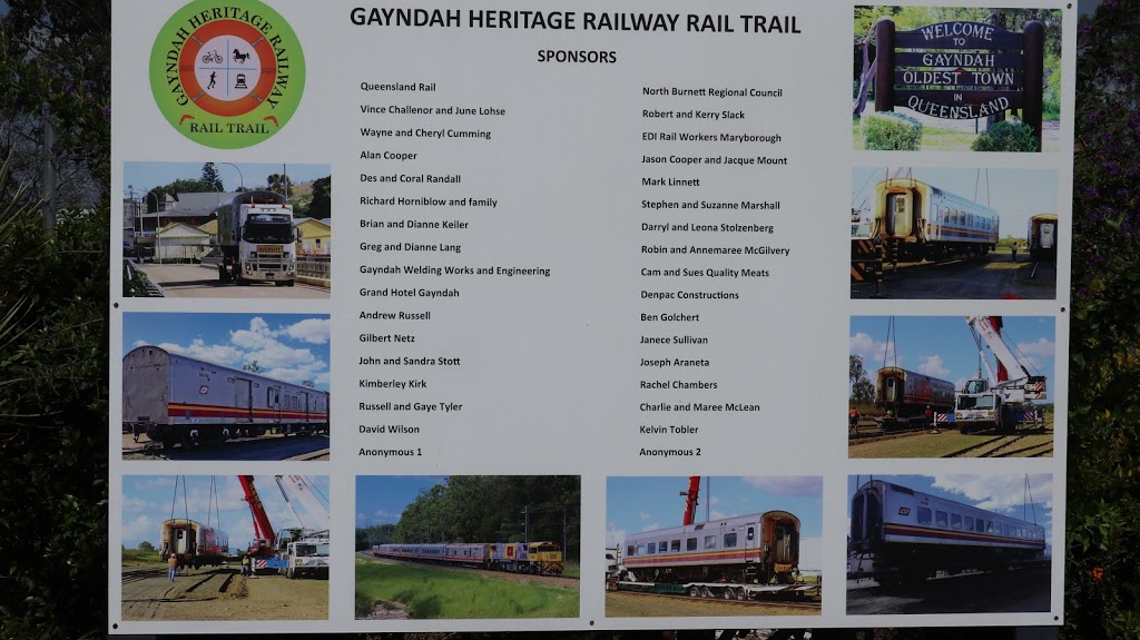Gayndah Heritage Railway Rail Trail |  | 9 National St, Gayndah QLD 4625, Australia | 0741611308 OR +61 7 4161 1308