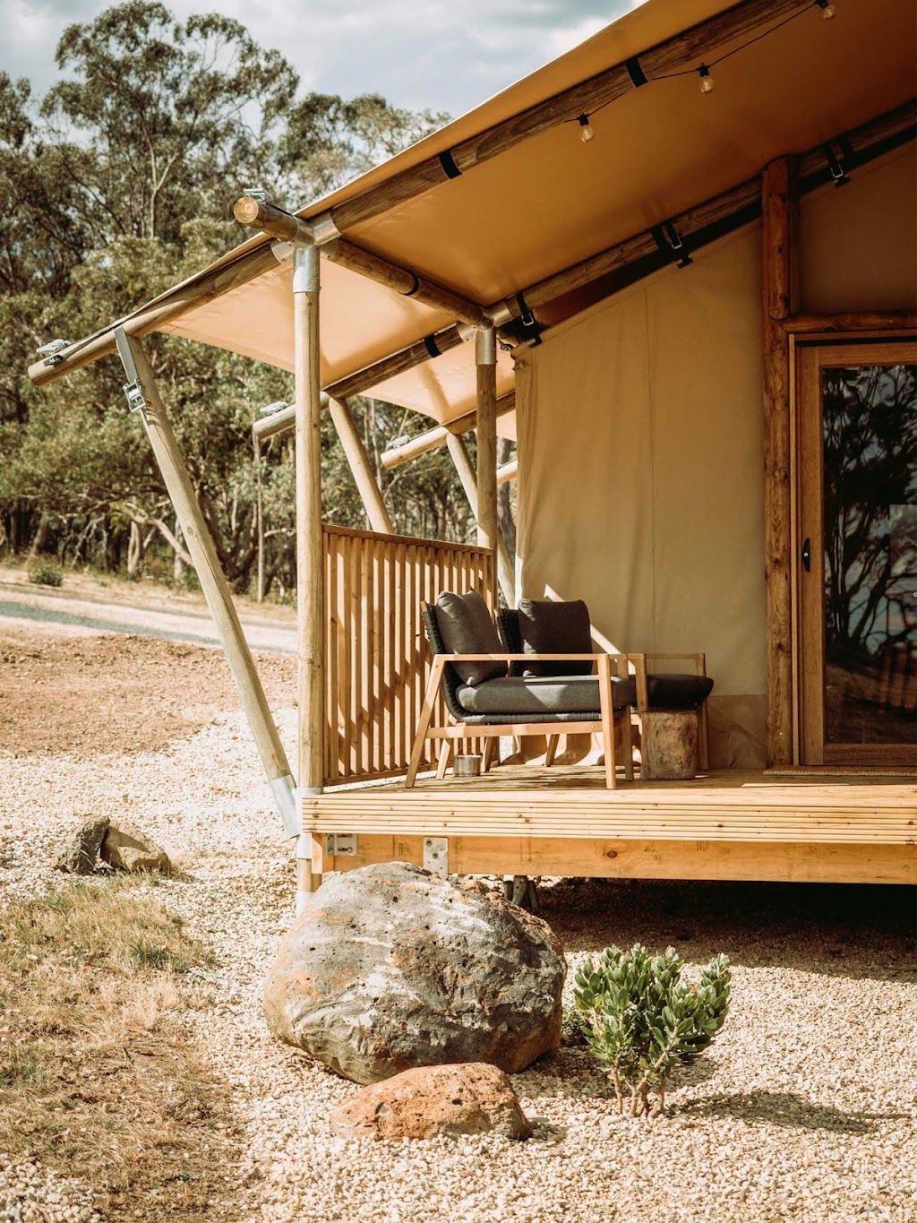 the Yellow Box Wood Heathcote - safari-style glamping tents | 329 Costerfield-Redcastle Rd, Costerfield VIC 3523, Australia | Phone: 0415 103 911