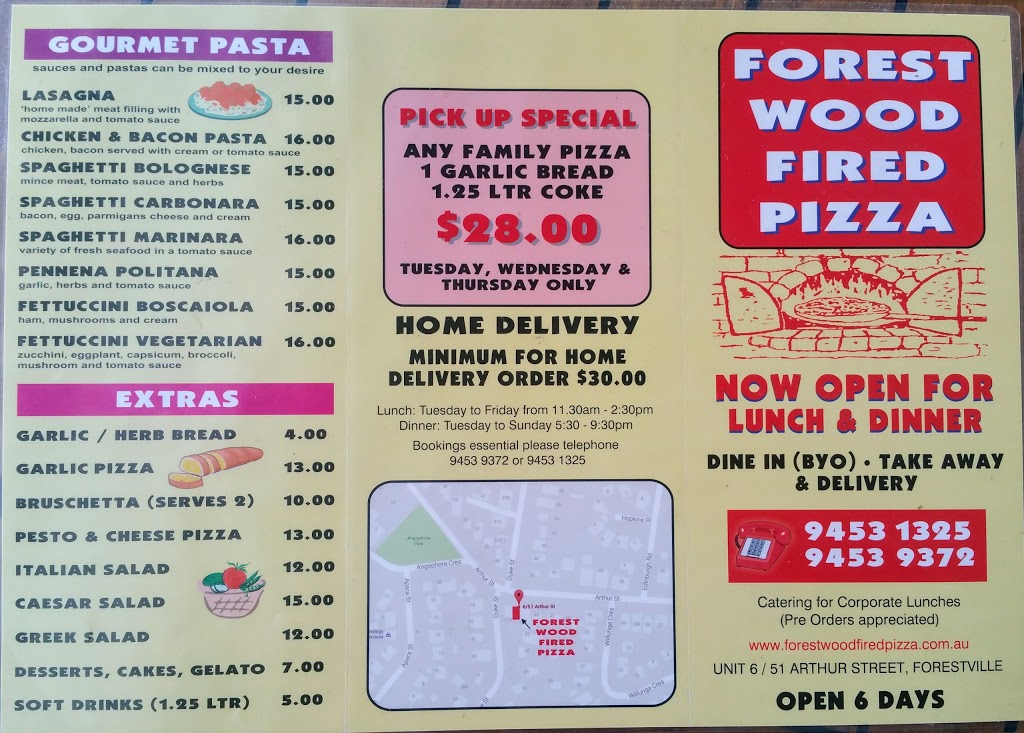 Forest Wood Fired Pizza | restaurant | 6/51 Arthur St, Forestville NSW 2087, Australia | 0294539372 OR +61 2 9453 9372