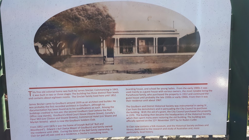 St Clair Villa Museum and Archives | museum | 318 Sloane St, Goulburn NSW 2580, Australia | 0248234448 OR +61 2 4823 4448