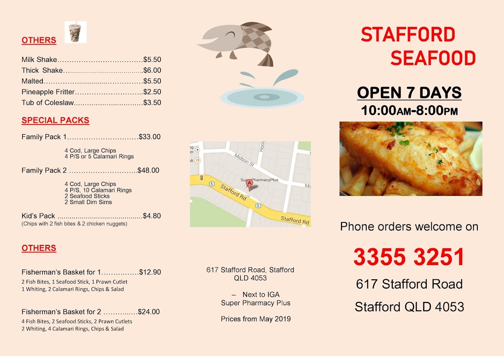 Stafford Seafood | meal takeaway | 617 Stafford Rd, Stafford QLD 4053, Australia | 0733553251 OR +61 7 3355 3251