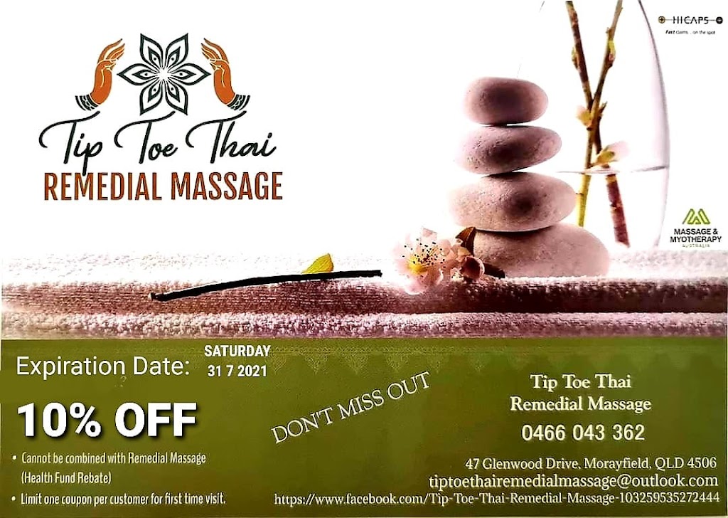 Tip Toe Thai Remedial Massage | 47 Glenwood Dr, Morayfield QLD 4506, Australia | Phone: 0466 043 362