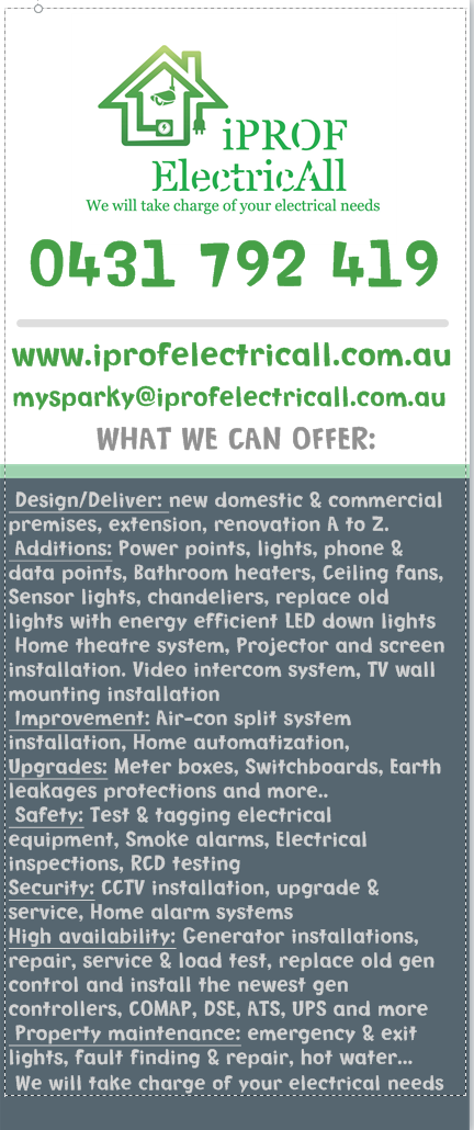 iProf ElectricAll | electrician | 30 Amsterdam Ave, Tarneit VIC 3029, Australia | 0431792419 OR +61 431 792 419