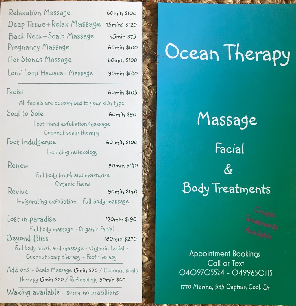 Ocean Therapy Massage | spa | 535 captain cook drive Agnes Water/ 1770, Seventeen Seventy QLD 4677, Australia | 0499650115 OR +61 499 650 115