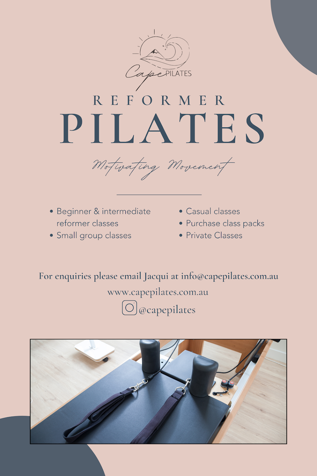 Cape Pilates | gym | 6 Halcyon Ave, San Remo VIC 3925, Australia | 0407838469 OR +61 407 838 469