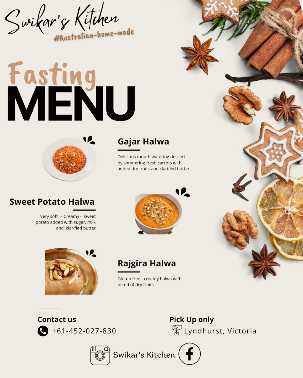 Swikars Kitchen | Carabeen Way, Lyndhurst VIC 3975, Australia | Phone: 0452 027 830