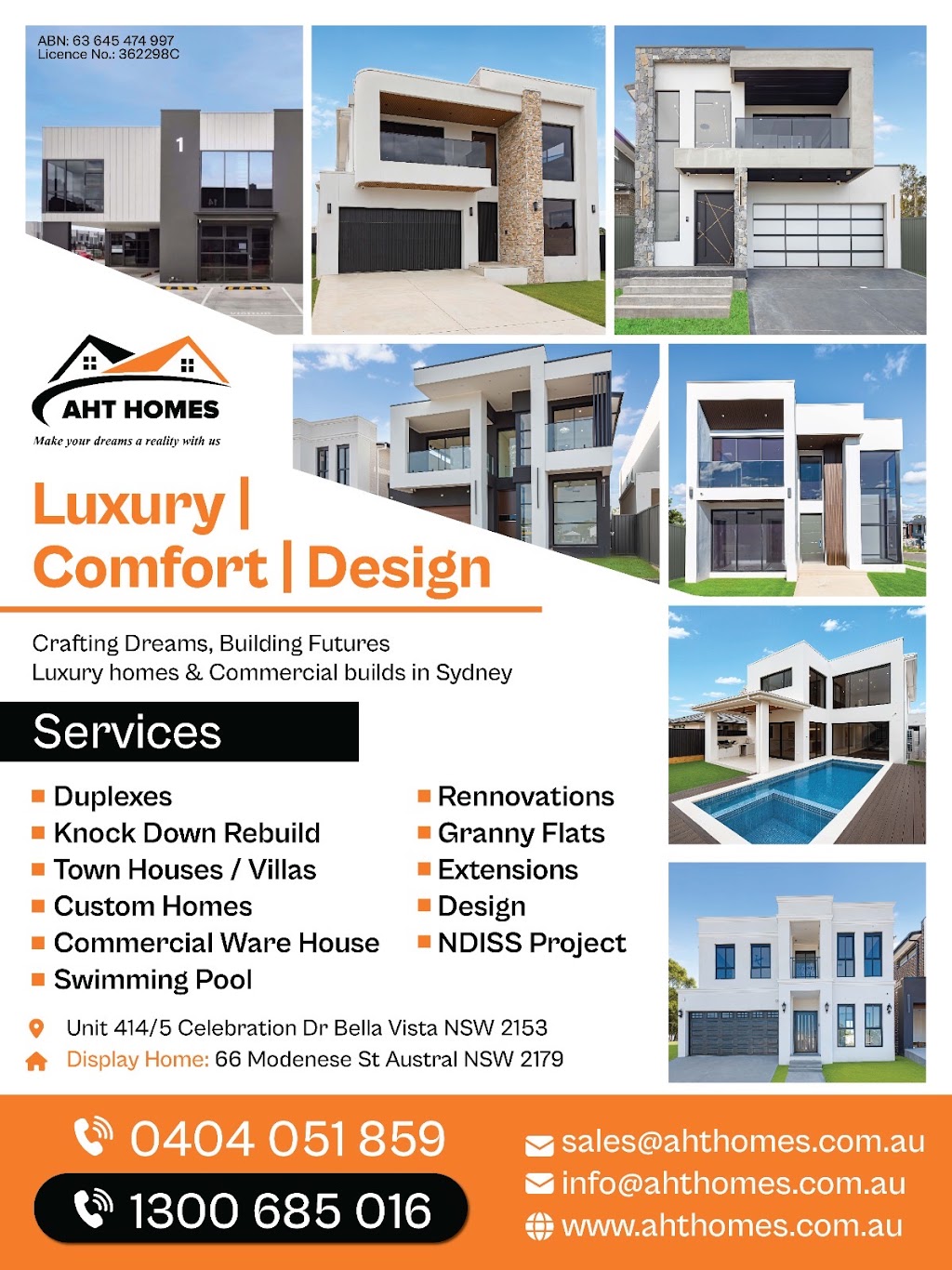AHT HOMES DISPLAY HOUSE | 66 Modenese St, Austral NSW 2179, Australia | Phone: 1300 685 016