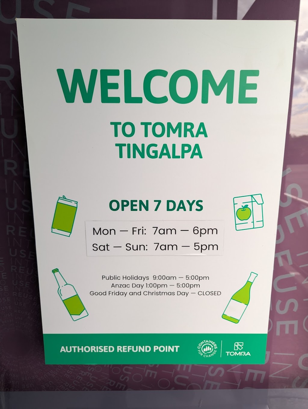 Containers For Change - TOMRA Recycling Centre Tingalpa | 308 New Cleveland Rd, Tingalpa QLD 4173, Australia | Phone: 1300 118 888