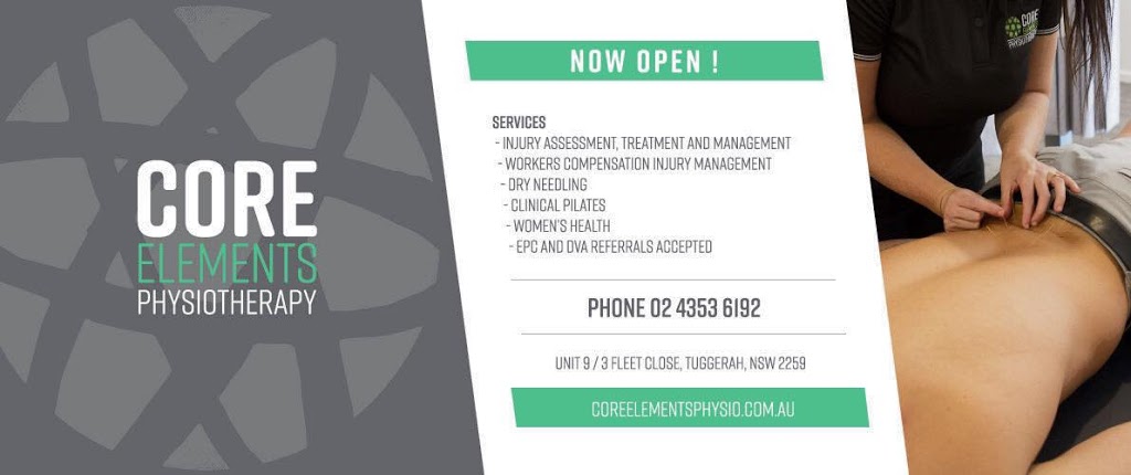 Core Elements Physiotherapy | physiotherapist | 9/3 Fleet Cl, Tuggerah NSW 2259, Australia | 0243536192 OR +61 2 4353 6192