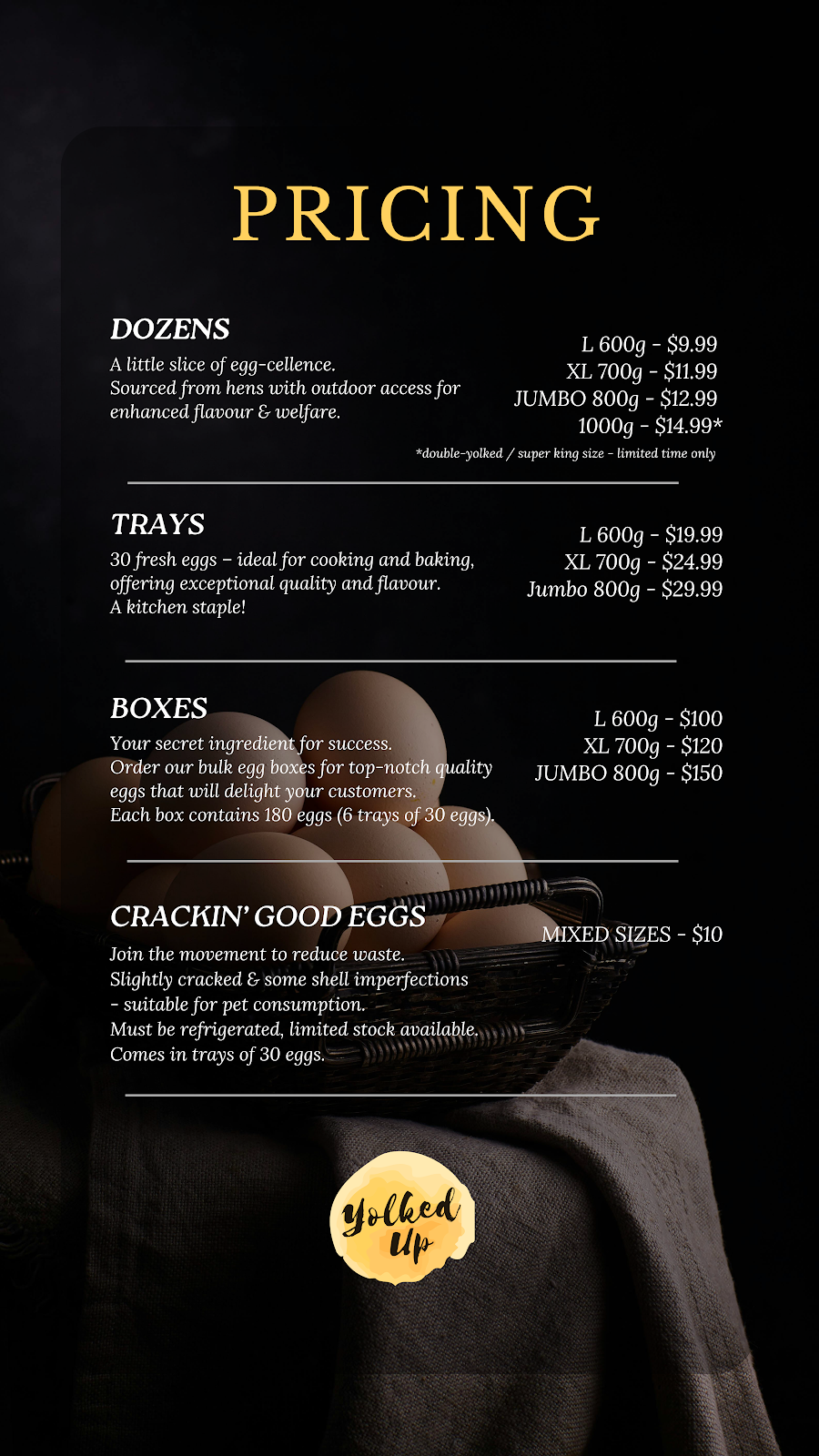 Yolked Up - Farm Fresh Eggs | 561 Holden Rd, Plumpton VIC 3336, Australia | Phone: 0437 517 288