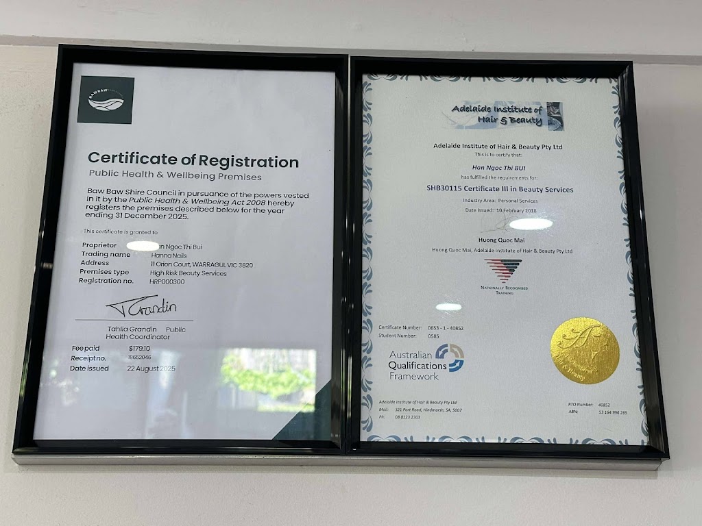 Hanna Nails | 11 Orion Ct, Warragul VIC 3820, Australia | Phone: 0423 731 327