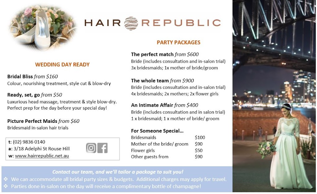 Hair Republic & Beauty Salon | 3/18 Adelphi St, Rouse Hill NSW 2155, Australia | Phone: (02) 9836 0140