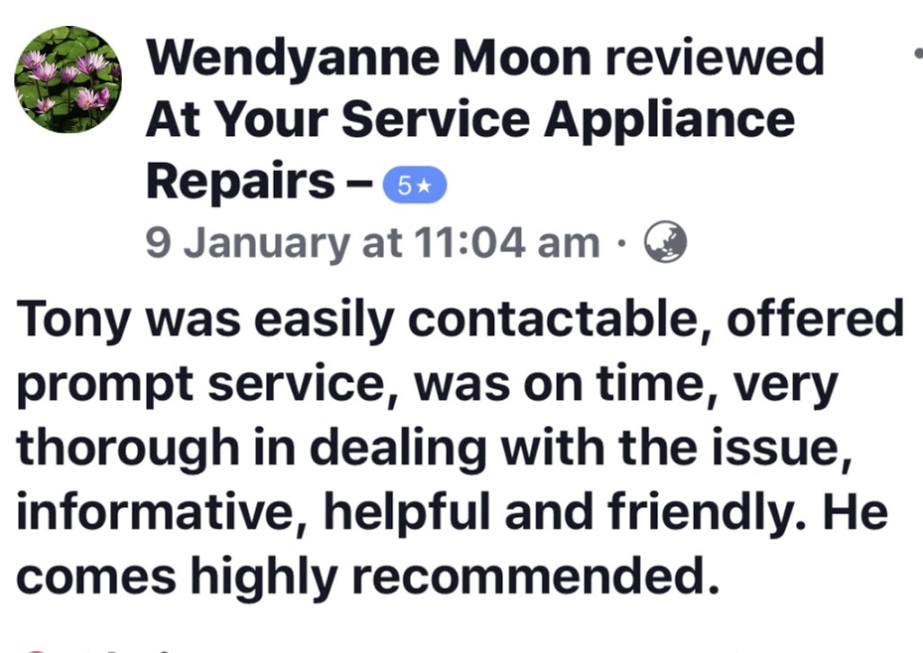 At Your Service Appliance Repairs | home goods store | 7 Ferny Ct, Narre Warren South VIC 3805, Australia | 0432958148 OR +61 432 958 148