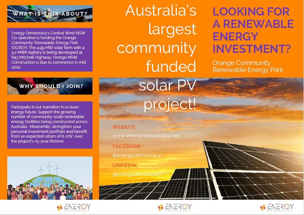 Energy Democracy - Solar Park | 643 Mitchell Hwy, Orange NSW 2800, Australia | Phone: 0490 935 947