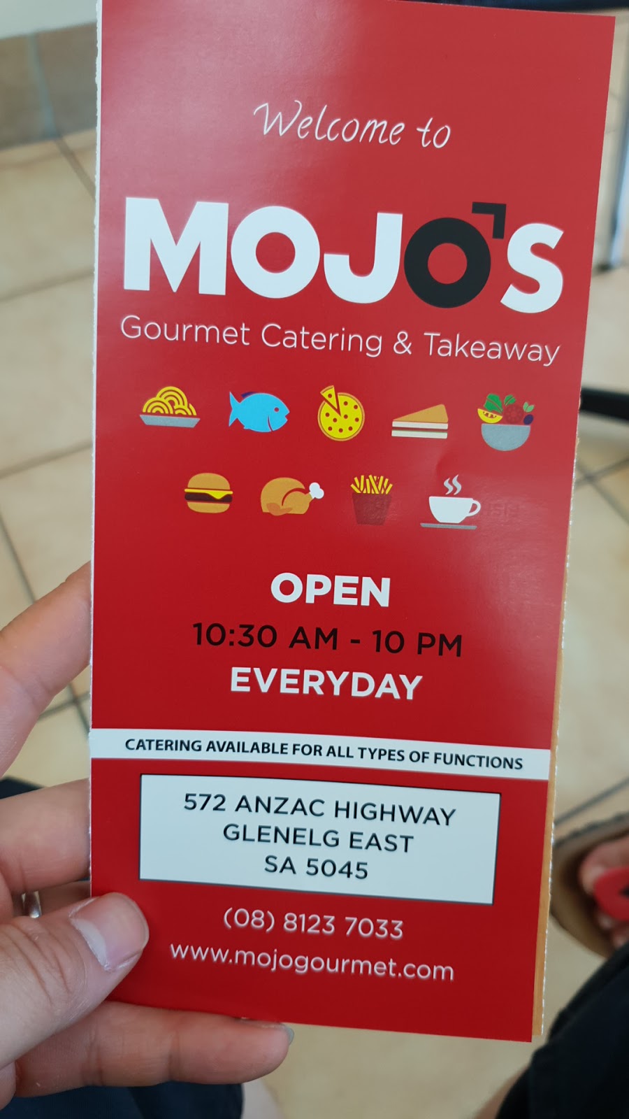 MOJOS GOURMET CATERING & TAKEAWAY | meal takeaway | 572 Anzac Hwy, Glenelg East SA 5045, Australia | 0881237033 OR +61 8 8123 7033