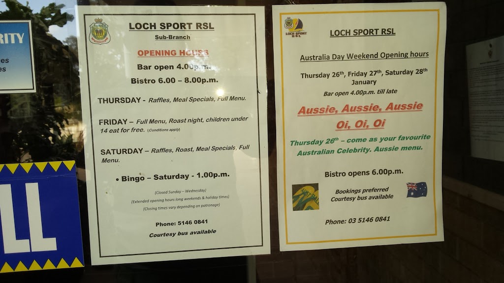 Loch Sport RSL |  | 14 Charlies St, Loch Sport VIC 3851, Australia | 0351460841 OR +61 3 5146 0841